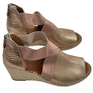 Gentle Souls Kenneth Cole Charli Cross Elastic Wedge Sandals Rose Gold 7 Shoes